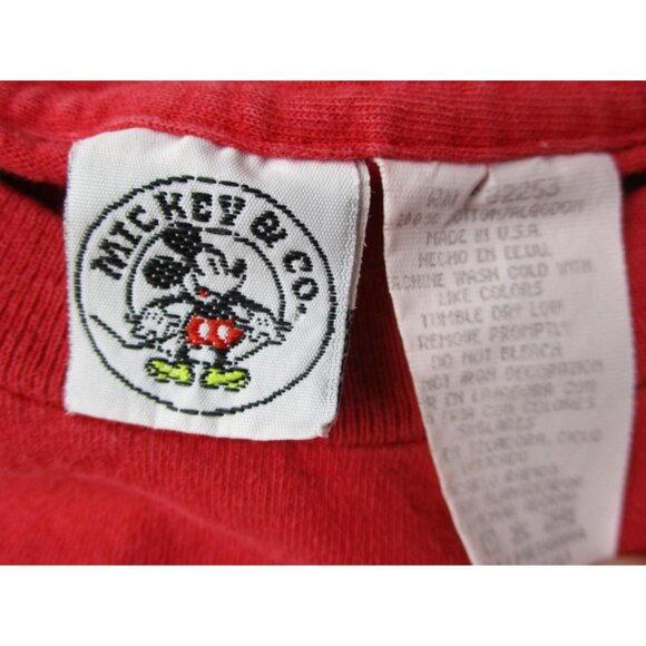 Vintage Mickey Mouse Shirt Boy's Medium 5-6 Red Disney Mickey & Co 90s Kids - Picture 6 of 9